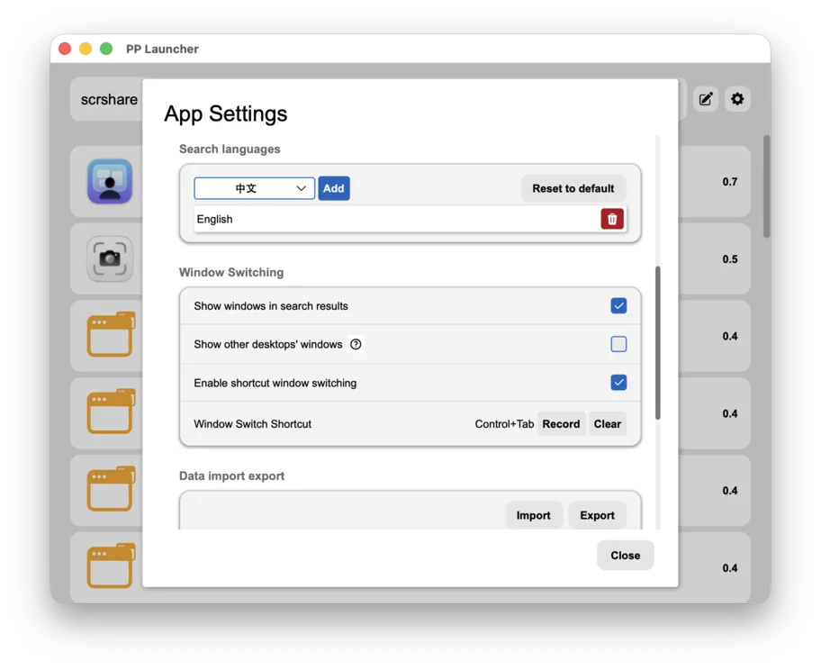 7. Search languages & window switching